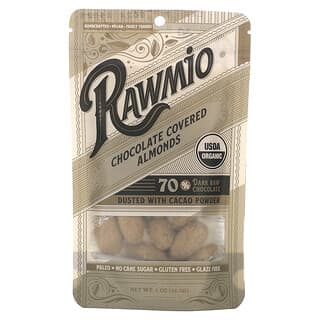 Rawmio, Almendras cubiertas de chocolate, 70% de chocolate negro crudo`` 56,7 g (2 oz)
