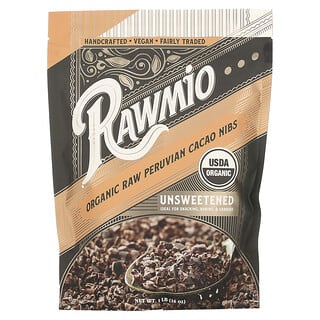 Rawmio, Nibs de Cacau Peruano Orgânico, Sem Açúcar, 1 lb (16 oz)