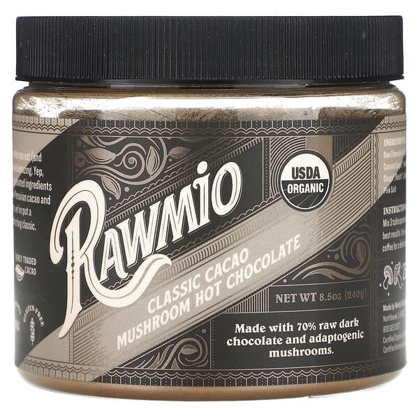 Rawmio, 經典可可蘑菇熱巧克力，8.5 盎司（240 克）