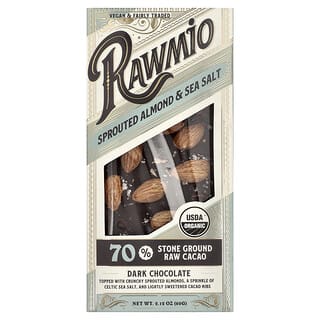 Rawmio, Каменный молотый необработанный шоколад, пророщенный миндаль и морская соль, 60 г (2,12 унции)