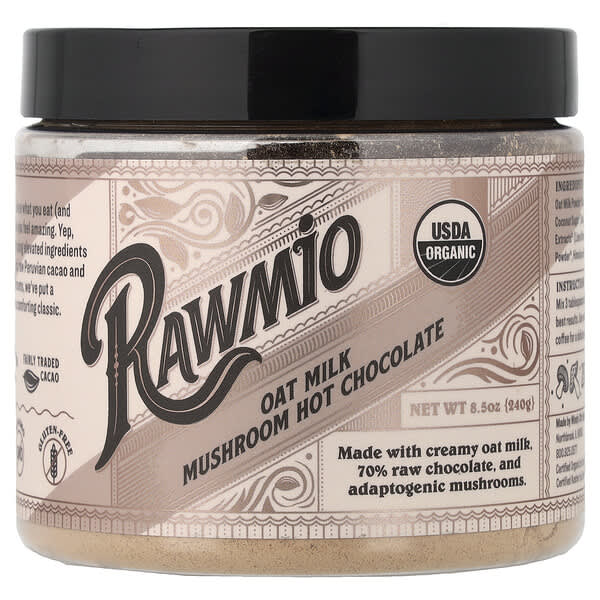 Rawmio, 오트 밀크 버섯 핫 초콜릿, 240g(8.5oz)