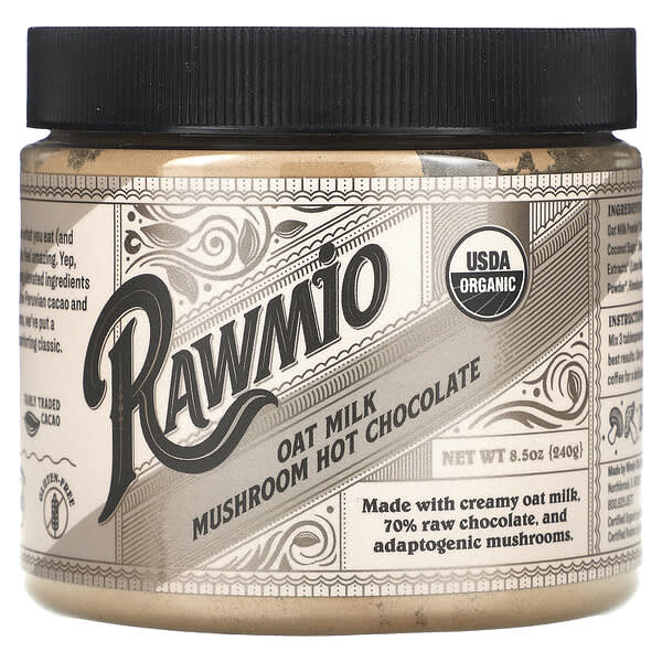 Rawmio, 燕麥牛奶蘑菇熱巧克力，8.5 盎司（240 克）