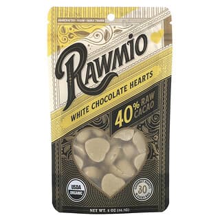 Rawmio, White Chocolate Hearts, 40% Raw Cacao, 2 oz (56.7 g)