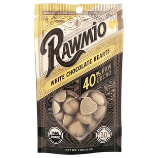 Rawmio, White Chocolate Hearts, 40% Raw Cacao, 2 oz (56.7 g)