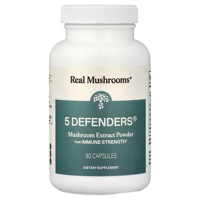 Real Mushrooms, 5 Defenders®, Mushroom Extract Powder, 90 Capsules