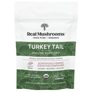 Real Mushrooms, Turkey Tail, Organic Mushroom Extract Powder, 1.59 oz (45 gm)