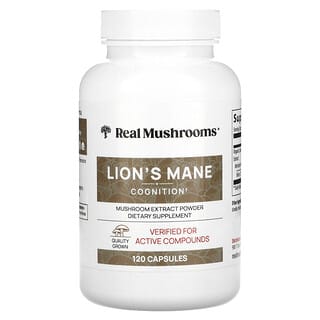 Real Mushrooms, Lion's Mane, Mushroom Extract Powder, 120 Capsules