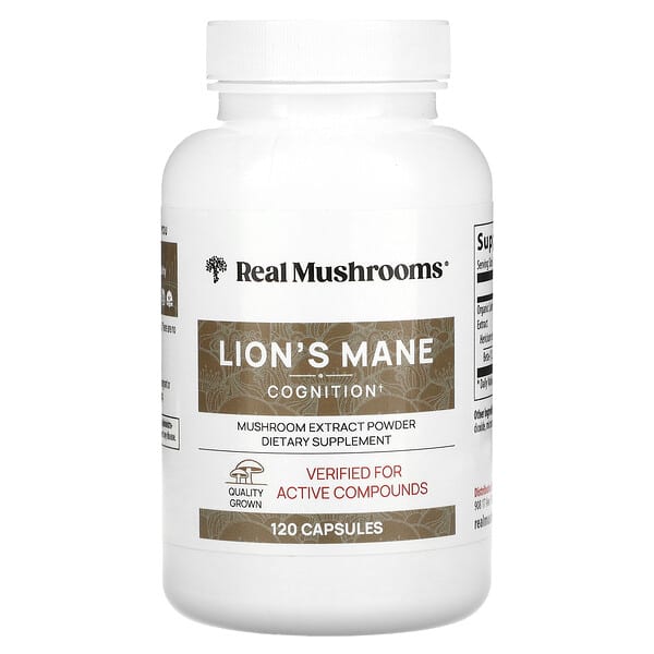 Real Mushrooms, Lion's Mane, Mushroom Extract Powder, 120 Capsules