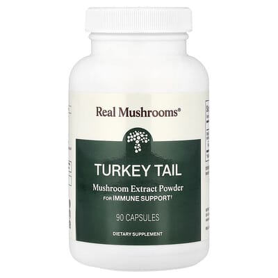 Real Mushrooms, Turkey Tail, Mushroom Extract Powder, 90 Capsules