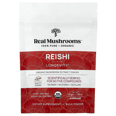 Real Mushrooms, Reishi, Organic Mushroom Extract Powder, 1.59 oz (45 g)