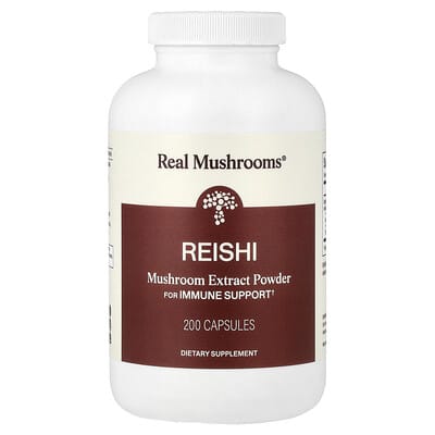Real Mushrooms, Reishi, Mushroom Extract Powder, 200 Capsules