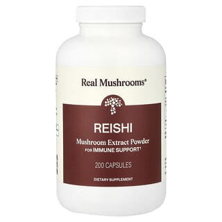 Real Mushrooms, Reishi, Extracto de hongos en polvo, 200 cápsulas