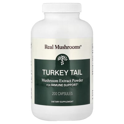 Real Mushrooms, Turkey Tail, Mushroom Extract Powder, 200 Capsules