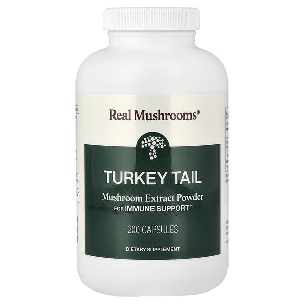Real Mushrooms, Turkey Tail, Mushroom Extract Powder, 200 Capsules — product photo 1
