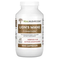 Real Mushrooms, Lion's Mane, Mushroom Extract Powder, 300 Capsules