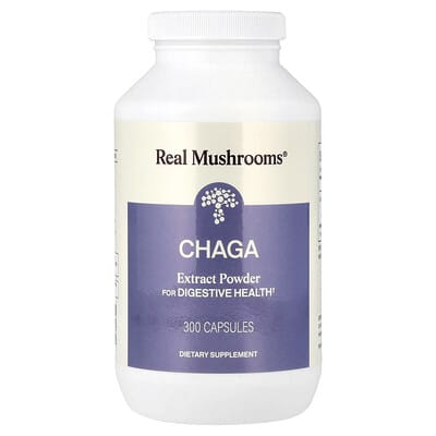 Real Mushrooms, Chaga Extract Powder, 300 Capsules