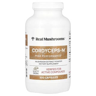 Real Mushrooms, Cordyceps-M, порошок экстракта грибов, 300 капсул