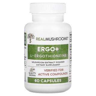 Real Mushrooms, ERGO + L-ergotioneína, 60 cápsulas