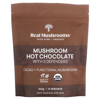 Real Mushrooms, Chocolat chaud aux champignons et aux 5 défenseurs, 240 g