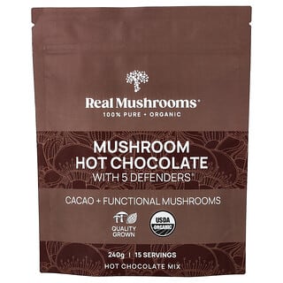 Real Mushrooms, Mushroom Hot Chocolate with 5 Defenders®, 240 g
