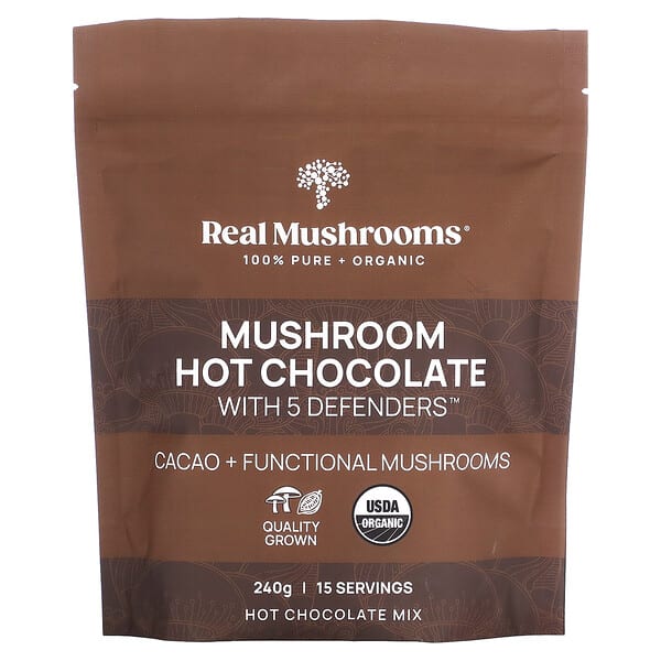 Real Mushrooms, 蘑菇熱巧克力，含 5 種抵禦成分，240 克