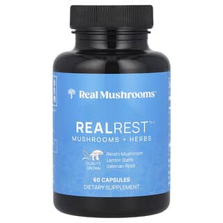 Real Mushrooms, RealRest（リアルレスト）、キノコ＋ハーブ、60粒