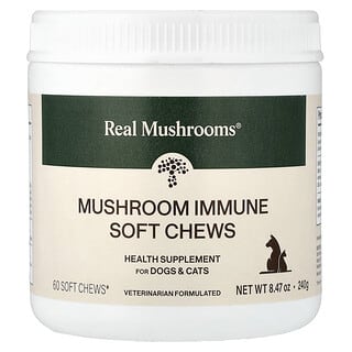 Real Mushrooms, Mushroom Immune pour animaux de compagnie, Soutien pour votre animal de compagnie, 60 g de gommes, (240 g)