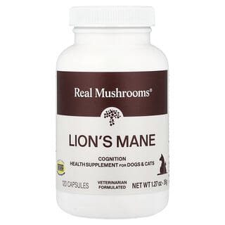 Real Mushrooms, Korálovec lví, pro psy a kočky, 120 kapslí, 60 g