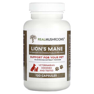 Real Mushrooms, Lion's Mane, Support For Your Pet, 120 Capsules