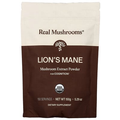 Real Mushrooms, Lion's Mane, Organic Mushroom Extract Powder, 5.29 oz (150 g)