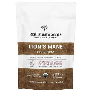 Real Mushrooms, Melena de león, Extracto de hongos orgánicos en polvo, 150 g (5,29 oz)