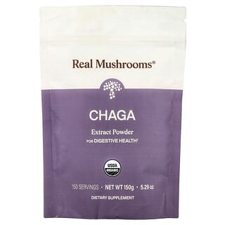 Real Mushrooms, Chaga, Pudră de extract de ciuperci organice, 5,29 oz (150 g)