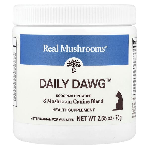 Real Mushrooms, Daily Dawg™, mieszanka 8 grzybów i psów, dla psów, 75 g