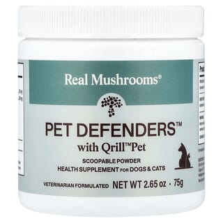 Real Mushrooms, Pet Defenders™ with Qrill™ Pet, For Dogs & Cats, 2.65 oz (75 g)