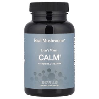 Real Mushrooms, Calm, Löwenmähne mit Reishi & L-Theanin, 90 Kapseln