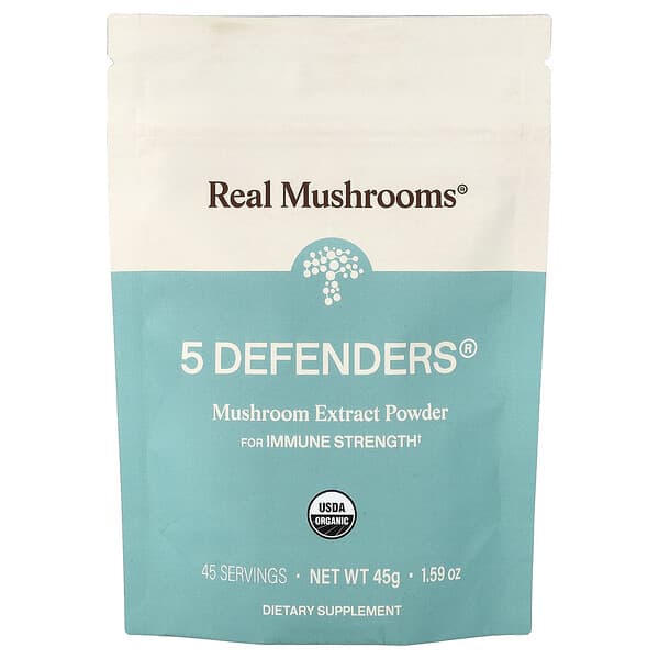 Real Mushrooms, 5 Defenders®, 유기농 버섯 추출물 분말, 45g(1.59oz)