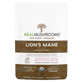 Real Mushrooms, Melena de león, Cognición, Polvo a granel, 60 g (2,12 oz)