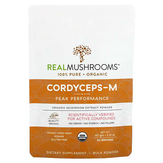 Real Mushrooms‏, كورديسيبس-م، مسحوق مستخلص الفطر العضوي، 2.12 أونصة (60 جم)