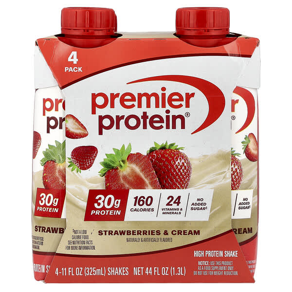 Premier Protein, High Protein Shake, Strawberries & Cream, 4 Shakes, 11 fl oz (325 ml) Each — product photo 1