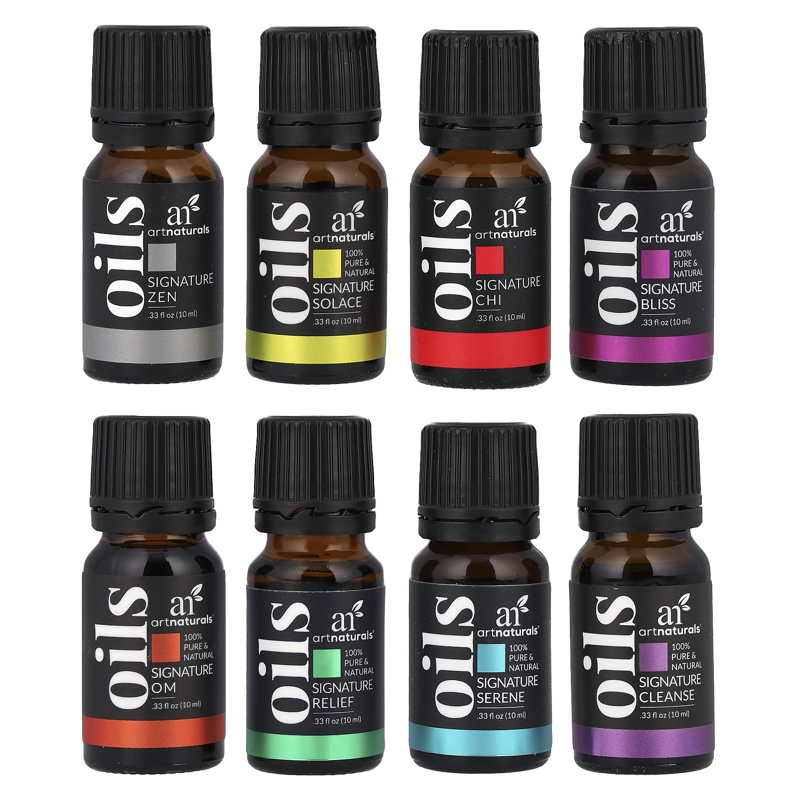 Essential Oils Set, Top 8 Blends, 8 Bottles, 0.33 fl oz (10 ml) Each
