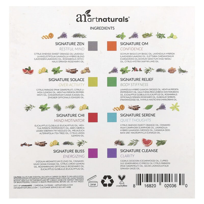 エッセンシャルオイル セット、トップ8 ブレンド、8本、各10ml（0.33液