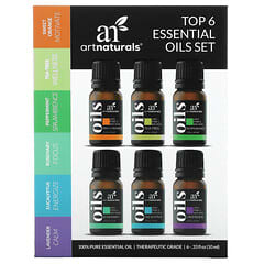 artnaturals, Top 6 Essential Oils Set, 6 Piece Set, .33 fl oz (10 ml) Each