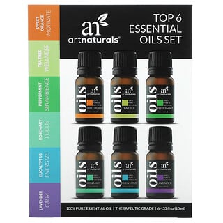 Art Naturals, Set de los 6 aceites esenciales más populares, Set de 6 piezas, 10 ml (0,33 oz. líq.) cada una