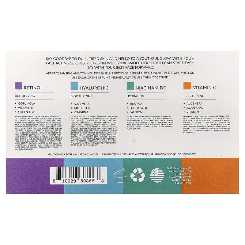 Serum Top 4 Set, 4 Count, 1 fl oz (29.5 ml) Each