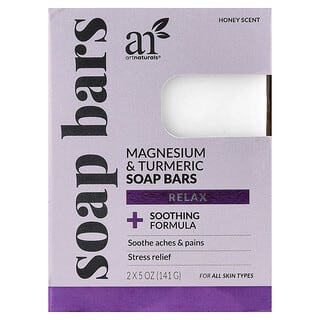 artnaturals, Saponette con magnesio e curcuma, per tutti i tipi di pelle, Miele, 2 barrette, 141 g ciascuna
