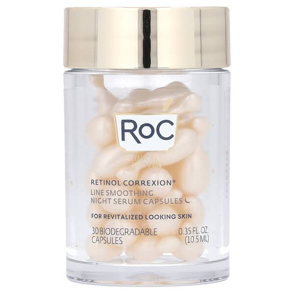 RoC, Retinol Correxion 라인 스무딩 나이트 세럼 캡슐, 생분해성 캡슐 30정