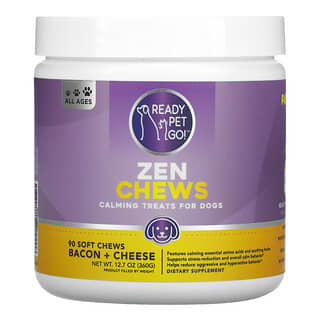 Ready Pet Go, Zen Chews, Calming Treats For Dogs, All Ages, Bacon + Cheese, 90 Soft chews, 12.7 oz (360 g)