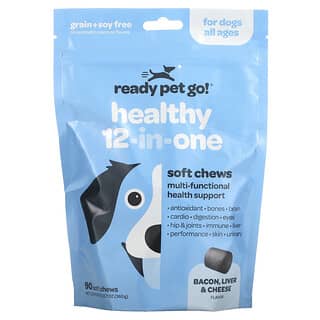 Ready Pet Go, Healthy 12-In-One, For Dogs, All Ages, Bacon, Liver & Cheese, 90 Soft Chews, 12.7 oz (360 g)