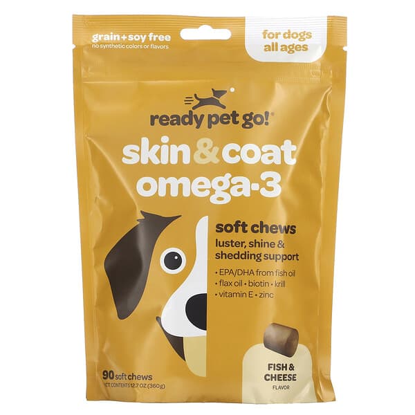 Ready Pet Go, Skin & Coat Omega3, For Dogs, All Ages, Fish & Cheese