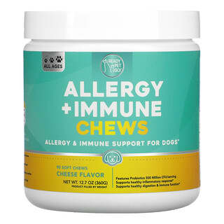 Ready Pet Go, Allergy + Immune Chews, For Dogs, All Ages, Cheese, 90 Soft Chews, 12.7 oz (360 g)